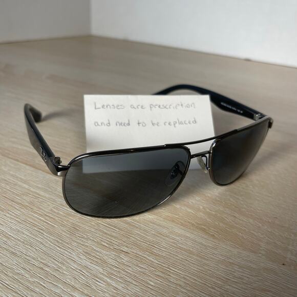 Ray-Ban RB3502 004/58 Aviator Gunmetal Sunglasses Frames Only 61-14-135 Italy - Picture 1 of 8